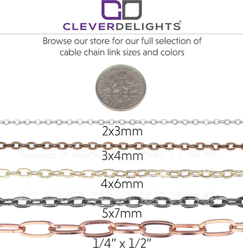 CleverDelights 3x4mm Cable Chain Necklaces - Antique Copper Color - 10 Pack - 24 Inch Length...
