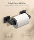 FORIOUS Modern Black Toilet Paper Holder Wall Mount Square, SUS 304 Stainless Steel Bathroom Toilet Paper Holder Matte Black, Double Post Pivoting...