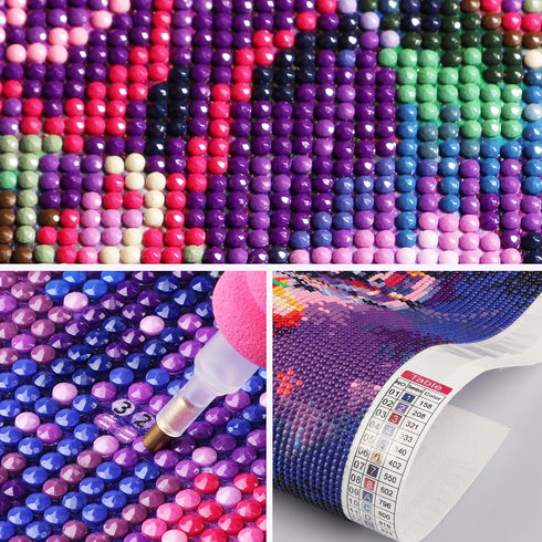 SENQAO 5D Diamond Painting Kits Dragon Stained Glass DIY Diamond Full Round Drill Diamond art for Adults Flowers Diamond Art Full Drill Crystal Cr...