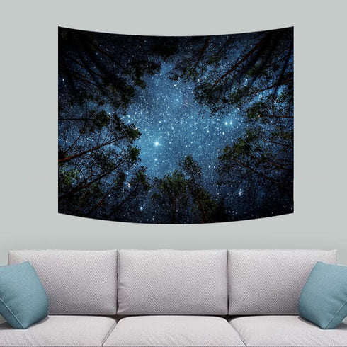 Tileranois Starry Sky Tapestry Starry Night Forest Nature Scenery Landscape Tapestry Living Room Bedroom Decoration Tapestry 5x4FT 150x120cm...