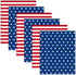 Whaline 6Pcs Patriotic Cotton Fabric Bundles 18 x 22 Inch Star Stripe Fat Quarters 4th of July Quilting Patchwork Squares Sewing Fabrics for Indep...