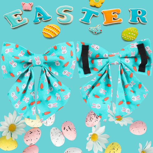 Easter Dog Collar with Bow Tie, Cotton Easter Bowtie Collar for Large Girl Boy Dog, Cute Carrot Pet Collar with Metal Buckle, Easter Day Gift Rabb...