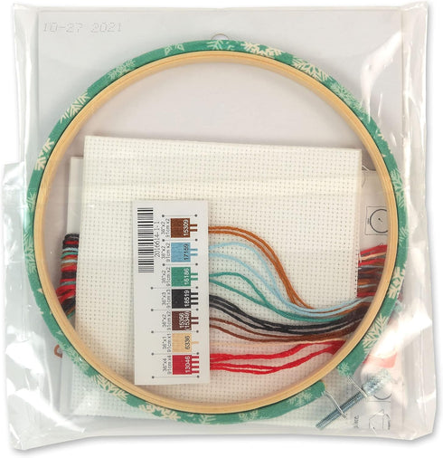 Dimensions 72-09004 Holiday Sloth Christmas Counted Cross Stitch Kit for Beginners, 6" D, 14 Cnt. White Aida, 5pcs...