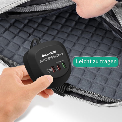 USB Charger Hub with Quick Charge 3.0 JACKYLED 4 USB Ports Portable Fast Charging Station for Multiple Devices Compatible with iPhone iPad Galaxy ...