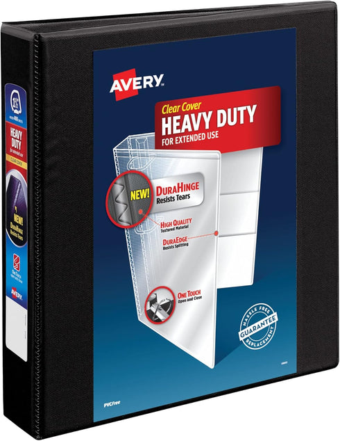 Avery Heavy-Duty View Binder with 1.5" One Touch EZD Ring, Black, 1 Binder (79695)...