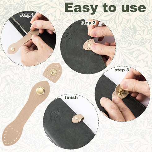 Joez Wonderful 8 Sets Leather Snap Buckles Snap Button Closure, Sew On Leather Purse Closure Fasteners for Purse Wallet Bags Tote Notebook Purse M...