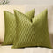 DEZENE 18x18 Moss Green Throw Pillow Cases: 2 Pack Original Striped Velvet Square Decorative Pillow Covers for Farmhouse Couch...