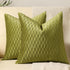 DEZENE 18x18 Moss Green Throw Pillow Cases: 2 Pack Original Striped Velvet Square Decorative Pillow Covers for Farmhouse Couch...