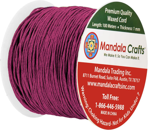 Mandala Crafts 1mm 109 Yards Dark Violet Cotton Waxed Cord for Jewelry Making Bracelet Cord Waxed String - Beading String Thread Jewelry Cords for...