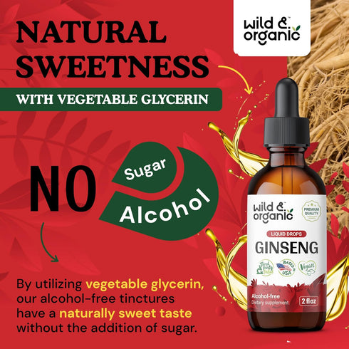 Ginseng Tincture - Korean Red Panax Ginseng Extract Liquid - Immune Support Drops w/Korean Red Ginseng - Alcohol-Free Red Ginseng Liquid for Immun...