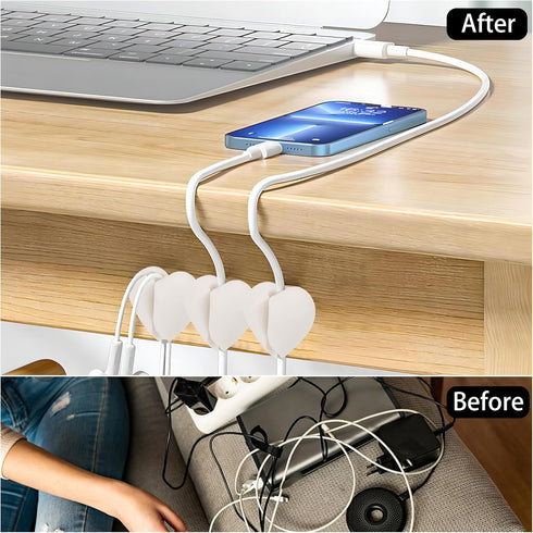 40 Pack Adhesive Cable Management Clips, Cord Organizer Charger Cable Holder for Desk, Home, Office, Car, Cubicle, Nightstand, White......