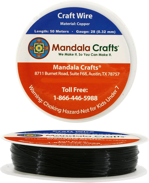 Mandala Crafts 28 Gauge Copper Wire for Jewelry Making Beading Wire - Black Copper Crafts Wire Bendable Beading Jewelry Wires for Wrapping - 55 Yd...