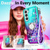 NGB Designed for Samsung Galaxy S21 & S21 5G Case, Aqua/Purple | Glitter Liquid Sparkle Cute Cover for Women Girls Kids | with Screen Protector & ...