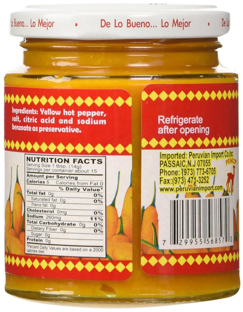 Inca's Food Aji Amarillo Paste - Hot Yellow Pepper Paste, 7.5 Oz Jar - Product of Peru...