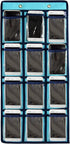 NIMES Hanging Closet Underwear Sock Jewelry Storage Over The Door Classroom Cell Phone Calculator Organizer 12 Clear Pockets (Blue)...