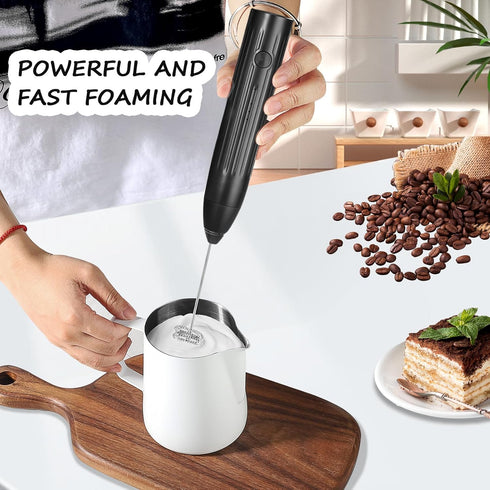 Electric Milk Frother for Coffee, Frother Handheld Rechargeable Electric Whisk with 2 Heads 3 Speeds Drink Mixer Coffee Frother Foam Maker For Lat...