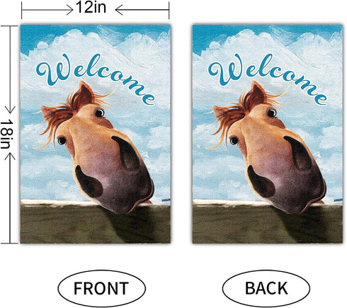 Welcome Garden Farm Flag, Welcome To the Horse Farmhouse, Yard Flag for Outside, Garden Banner Decorations Decor Vertical Double Side 12x 18 Inche...