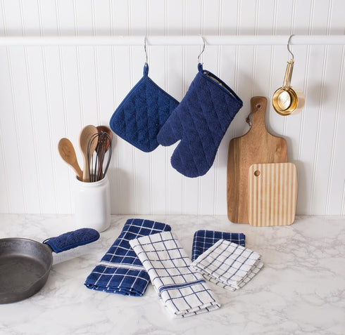 DII Basic Terry Collection Quilted 100% Cotton, Pan Handle, Nautical Blue, 3 Piece...