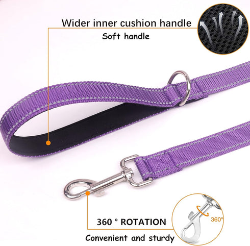 Double-Sided Reflective Dog Leash for Large & Medium and Small Dogs, Strong and Durable Pet Nylon Leashes with Soft Padded Handle Leashes,Puppy Le...
