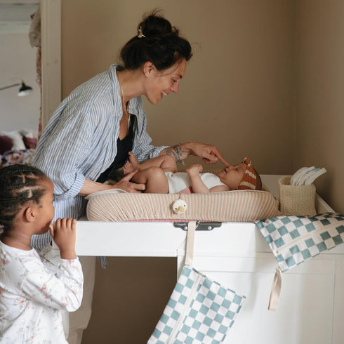 mushie Extra Soft Muslin Fitted Changing Pad Cover (Tradewinds)...