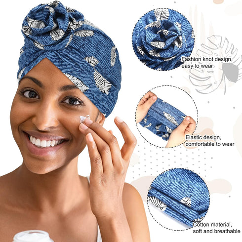 SATINIOR 6 Pieces Women Turban African Pattern Headwrap Colorful Printed Pretied Flower Knot Bonnet Hat for Women...