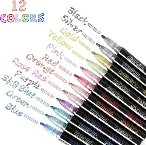 Outline Markers-12 Shimmer Markers Glitter Pens,Teen Girl Gifts Trendy Stuff,Metallic Markers,Art Supplies Crafts Gifts...