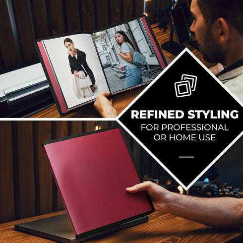 Dunwell Photo Album 8x10 (Ruby) with Black Mounting Paper, 8 x 10 Photo & Art Portfolio Presentation Book, 24 Clear Sleeves, Each Shows 48 Pages, ...