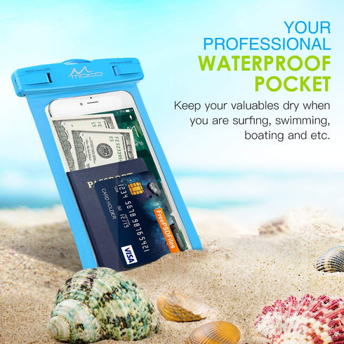 MoKo Waterproof Phone Pouch Holder 4Pack, Underwater Phone Case Dry Bag with Lanyard Compatible with iPhone 14 13 12 11 Pro Max X/Xr/Xs Max/SE 3, ...