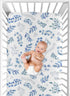 Sweet Jojo Designs Floral Leaf Boy or Girl Fitted Crib Sheet Baby or Toddler Bed Nursery - Blue Grey and White Boho Watercolor Botanical Flower Wo...