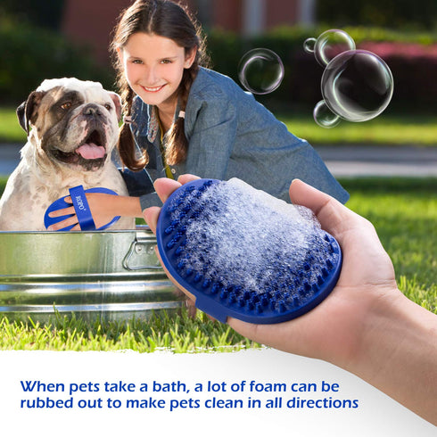 Dog bath brush, ROPO rubber massage pet shampoo brush, used for pet grooming, removing shedding fur, combing tangles and dead fur, suitable for pe...