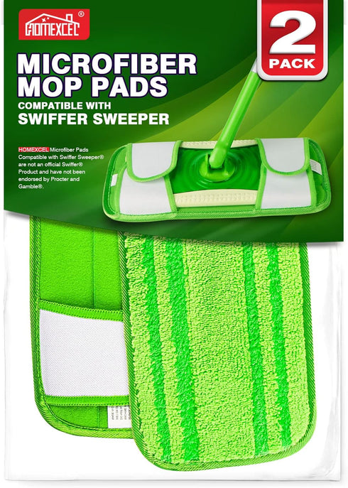 HOMEXCEL Microfiber Mop Pads Compatible with Swiffer Sweeper Mops, Reusable and Machine Washable Floor Mop Pad Refills, Mop Head Replacements for ...