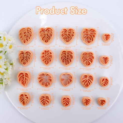 Puocaon Monstera Polymer Clay Cutters - 20 Leaves Clay Cutters for Polymer Clay Earrings Making, Tropical Leaf Clay Jewelry Cutters, Embossed Leav...
