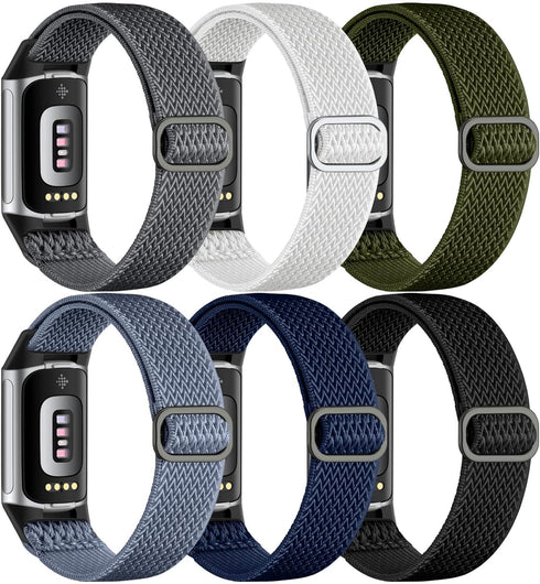 Maledan Compatible with Fitbit Charge 5 Bands/Fitbit Charge 6 Bands Men Women, Soft Adjustable Elastic Nylon Waven Strap Replacement Band for Fitb...