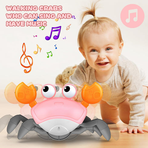 Crawling Crab Toy, Infant Tummy Time Baby Toys, Fun Interactive Dancing Walking Moving Toy Babies Sensory Induction Crabs with Music, Baby Toys Bo...