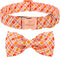 Fall Boy Dog Collar Bow Tie, Orange Striped Plaid Male Dog Collar with Safety Metal Buckle Adjustable Big Collars for Small Medium Large Dog,X-Lar...