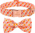 Fall Boy Dog Collar Bow Tie, Orange Striped Plaid Male Dog Collar with Safety Metal Buckle Adjustable Big Collars for Small Medium Large Dog,X-Lar...