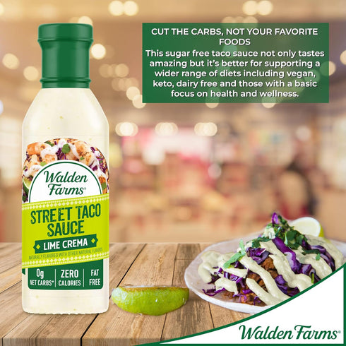 Walden Farms Lime Crema Street Taco Sauce 12oz. Bottle (2 Pack) Creamy & Flavorful, Vegan, Paleo & Keto Friendly, Non-Dairy Milk Substitute, Perfe...