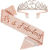 35th Birthday Sash and Tiara for Women, Rose Gold Birthday Sash Crown 35 & Fabulous Sash and Tiara for Women, 35th Birthday Gifts for Happy 35th B...