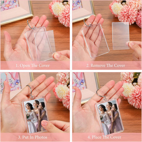 Yaomiao Acrylic Photo Frame Keychain Holder Photo Picture Insert Blank Keyring for DIY Craft(2 x 3 Inch,15 Pieces)...