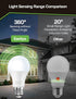Dusk to Dawn Sensor LED Outdoor Light Bulb, Daylight White 5000K, A19 13W(100 Watt Equivalent) Bright Porch Lighting, 1200LM, Auto-On/Off Photocel...