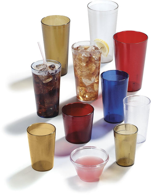 Carlisle FoodService Products Stackable Tumbler with Pebbled Exterior for Restaurants, Cafeterias, And Fast Food, Plastic, 12 Ounces, Clear, (Pack...