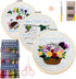 Dortusen 3 Sets Embroidery Kit for Beginners Adults Learn Different Stitches DIY Kits Includes Embroidery Tools Easy to Follow Instruction Embroid...