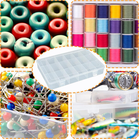 2 Packs 30 Large Grids Sewing Thread Organizer Storage Box,with Adjustable Dividers,Clear Plastic Container Holder for Embroidery,Washi Tape...