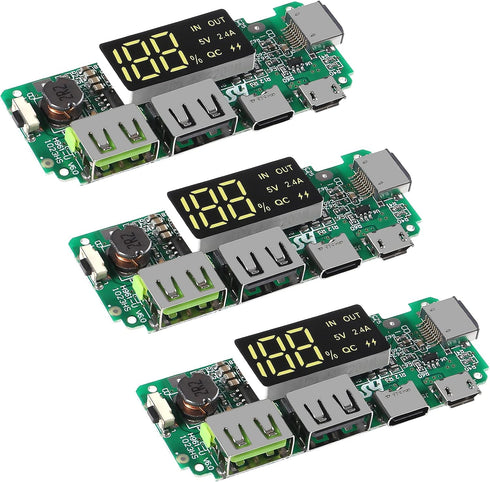 3pcs Lithium Battery Charger Board LED Dual USB 5V 2.4A Micro/Type-C USB Mobile Power Bank 18650 Charging Module Circuit Protection......
