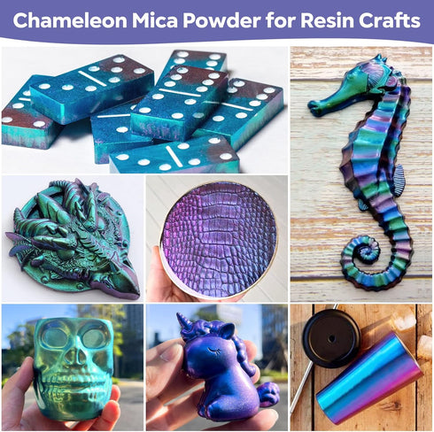 CHEAPART Chameleon Mica Powder 4 Colors Shift Pigment Powder Shimmer Holographic Mica Powder Chrome Epoxy Resin Tumbler Nail Art Polymer Clay Slim...