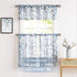 Treatmentex Blue Kitchen Tier Curtains 24" Short White Leaf Print Café Curtains for Small Windows 2 Panels...