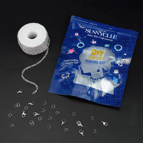 SUNNYCLUE DIY 10M 32.8 Feet 3MM Silver Chain Roll Figaro Chains Silver Plated Necklace Stainless Steel Cable Long Craft Link Chain Bulk for Jewelr...