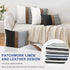 cygnus 20x20 Pillow Covers Set of 2 Farmhouse Decor Stripe Patchwork Linen Throw Pillow Covers Modern Faux Leather Covers for Couch Sofa,Black...