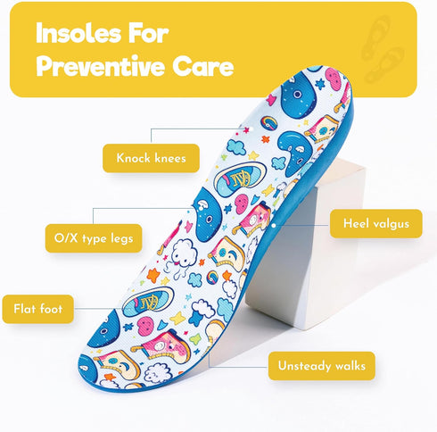 Kids Orthotic Soft Cushioning Arch Support Shoe Insoles, Children Inserts for Flat feet, Plantar Fasciitis, Feet Heel Pain Relief - Better Posture...