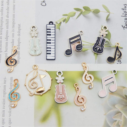 36pcs Enamel Music Notes Instruments Charms for Jewelry Making Wholesale Bulk Lot Piano Violin Musical Symbols Pendants...